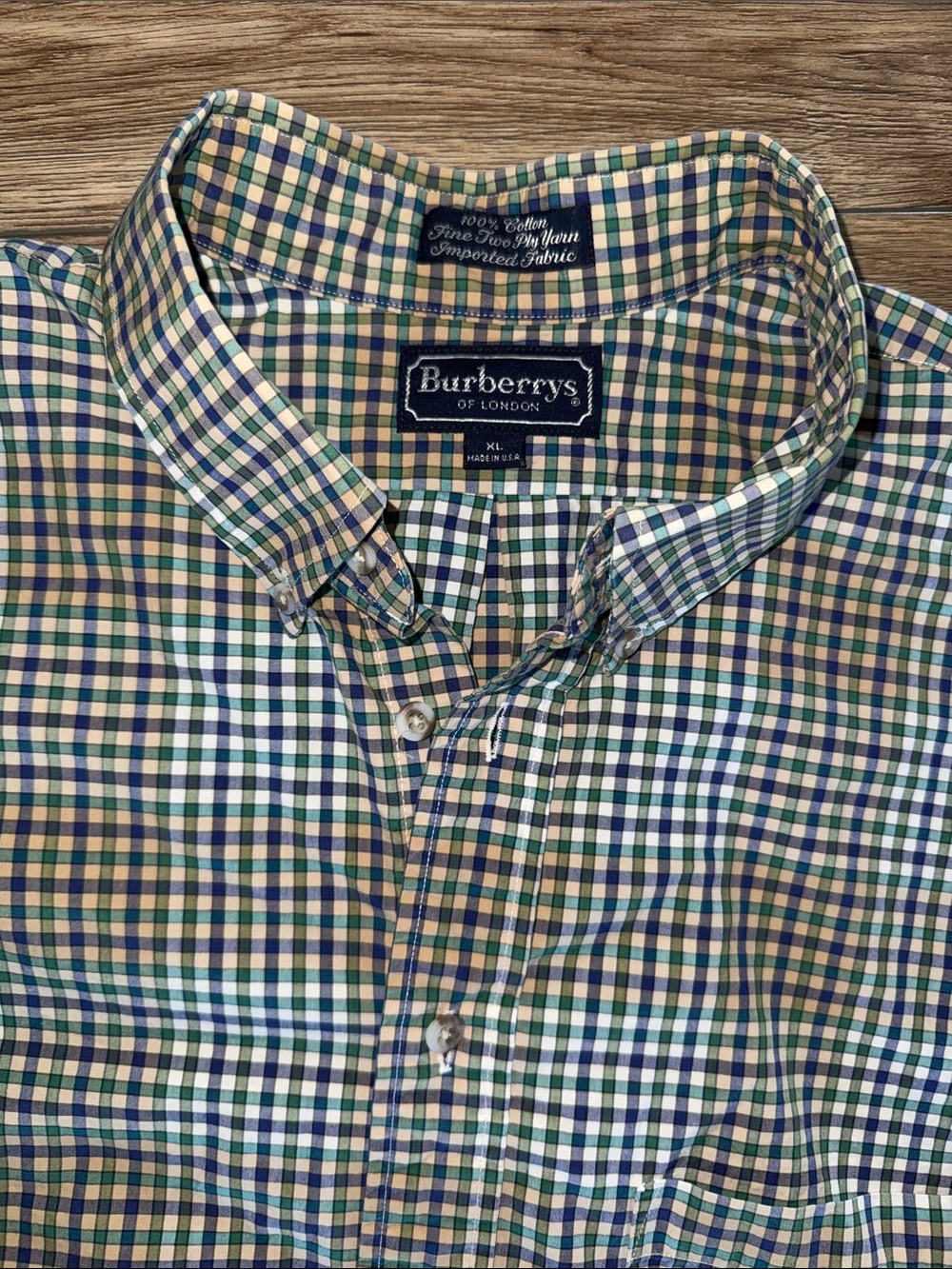 Burberrys Green, Blue & Cream Check Button-Down Shirt